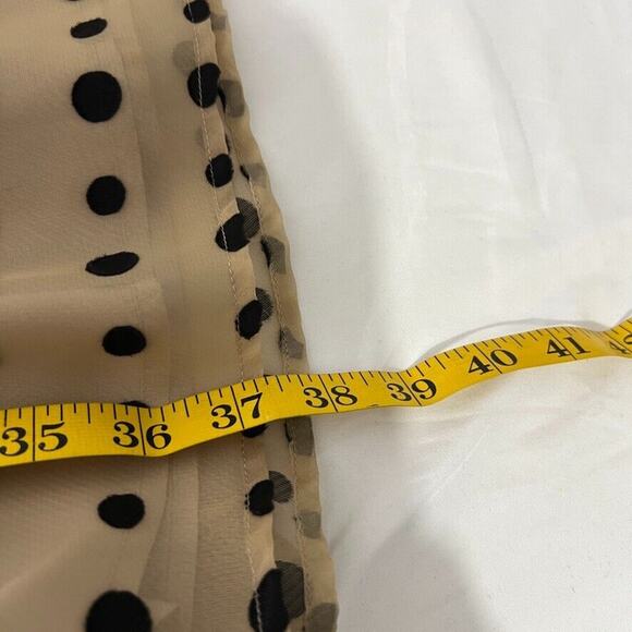 Burlapp Women's Polka Dot Beige and Black V-Neck Dress with Tulle Bow Detail 0 - Picture 11 of 11